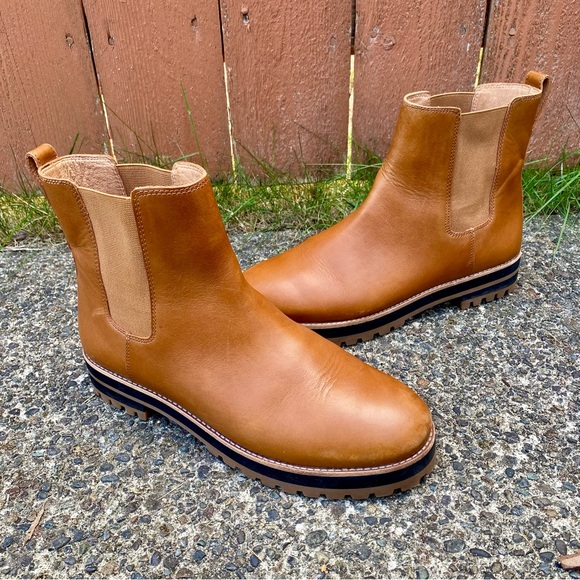 Madewell Ivy Chelsea Pull On Boot Genuine Bison Leather - Cognac Brown Size 10 - Picture 4 of 10